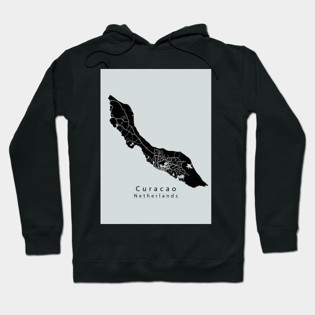 Curacao Netherlands Island Map dark Hoodie by Robin-Niemczyk